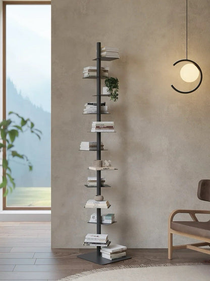 Industrial Steel Vertical Bookshelf Plant Stand Modern Storage