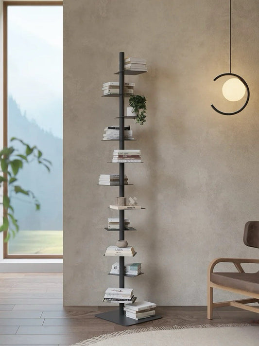 Industrial Steel Vertical Bookshelf Plant Stand Modern Storage