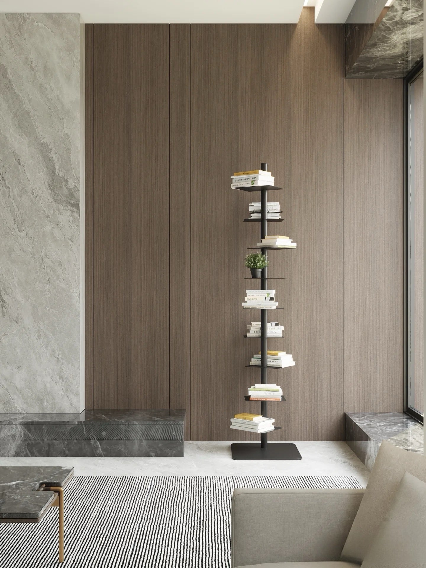 Industrial Steel Vertical Bookshelf Plant Stand Modern Storage