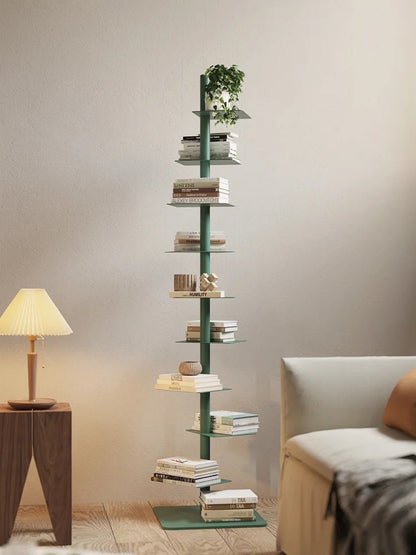 Industrial Steel Vertical Bookshelf Plant Stand Modern Storage