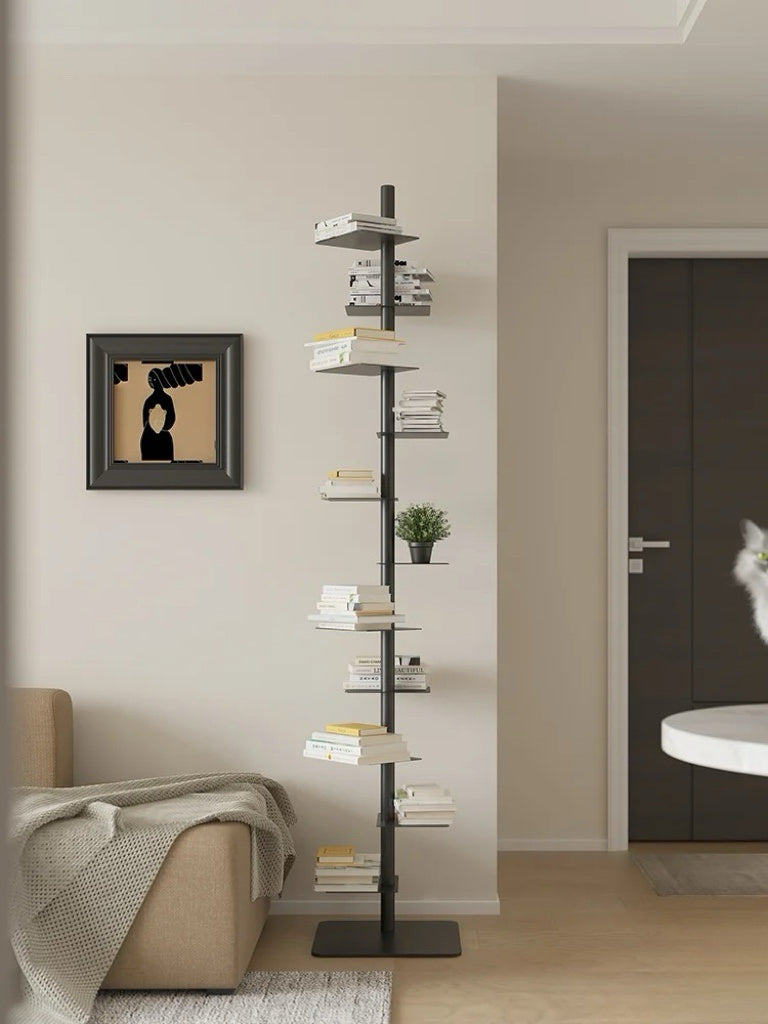 Industrial Steel Vertical Bookshelf Plant Stand Modern Storage