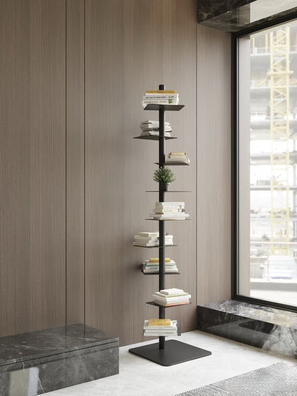 Industrial Steel Vertical Bookshelf Plant Stand Modern Storage