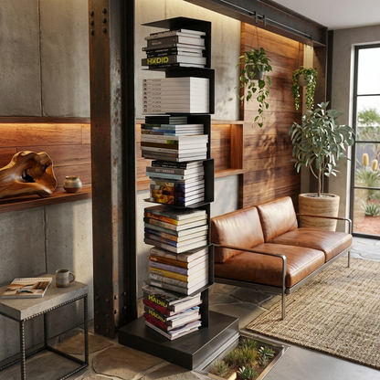Floating Metal Vertical Bookshelf Modern Space Saving Storage