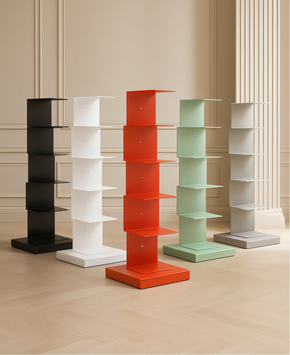 Floating Metal Vertical Bookshelf Modern Space Saving Storage