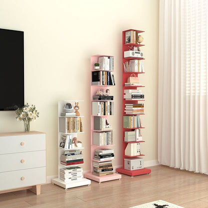 Floating Metal Vertical Bookshelf Modern Space Saving Storage