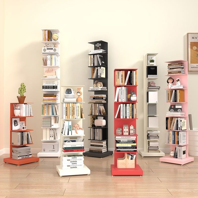 Floating Metal Vertical Bookshelf Modern Space Saving Storage