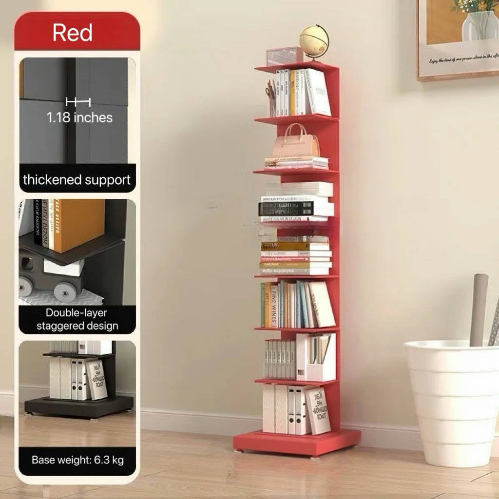 Floating Metal Vertical Bookshelf Modern Space Saving Storage