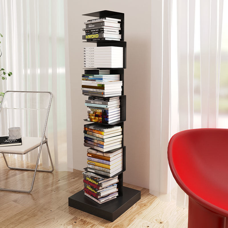 Floating Metal Vertical Bookshelf Modern Space Saving Storage