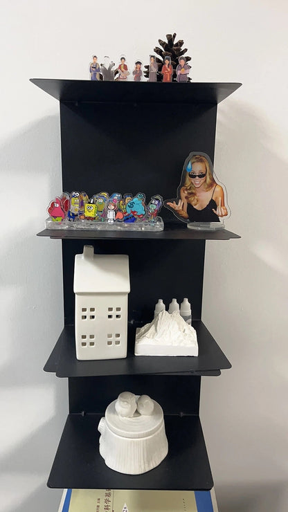Floating Metal Vertical Bookshelf Modern Space Saving Storage