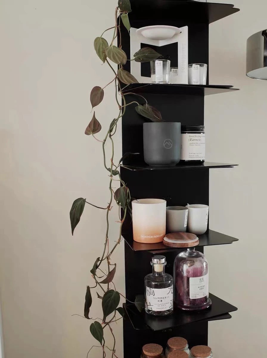 Floating Metal Vertical Bookshelf Modern Space Saving Storage