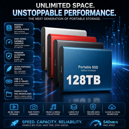 External SSD Portable Storage Fast USB Drive Compact