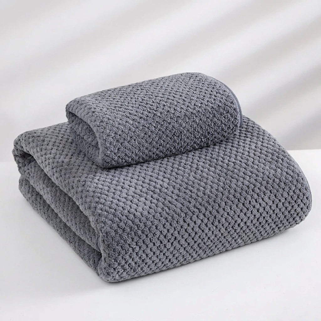 Premium Coral Fleece Bath Towel Set Quick Dry Absorbent Bathroom Decor