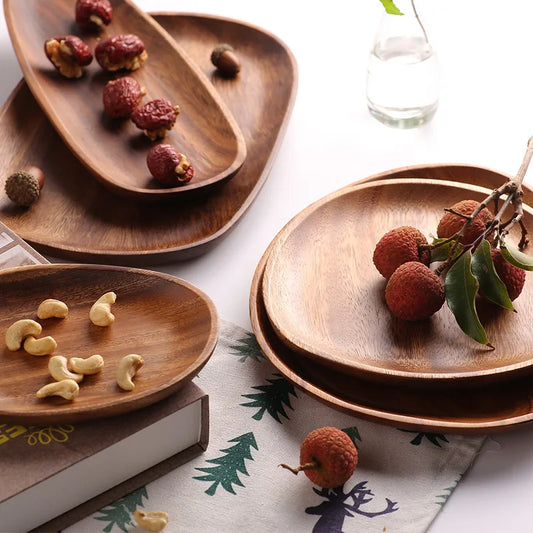 Acacia Wood Serving Tray Set 5-Piece Entertaining Board Home Decor