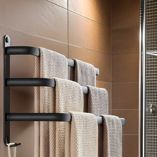 3-Layer Wall Mounted Towel Rack No Drill Bathroom Storage Home Decor