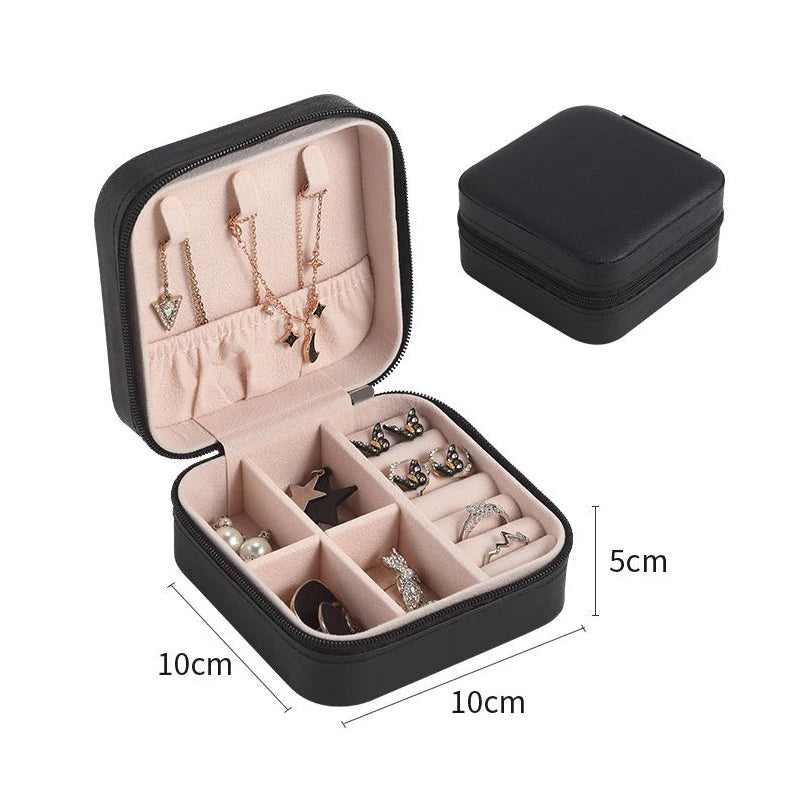 Double-Layer Wooden Jewellery Box with PU Leather Lining Ring Storage Organiser
