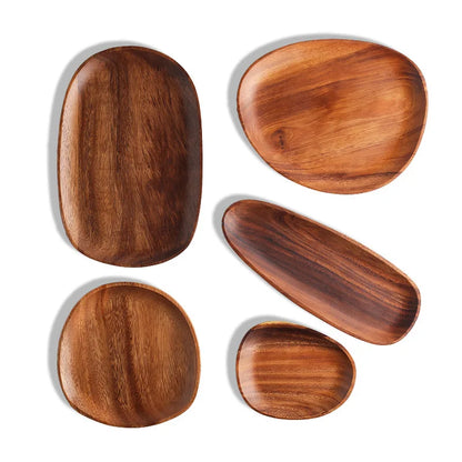Acacia Wood Serving Tray Set 5-Piece Entertaining Board Home Decor