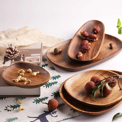 Acacia Wood Serving Tray Set 5-Piece Entertaining Board Home Decor