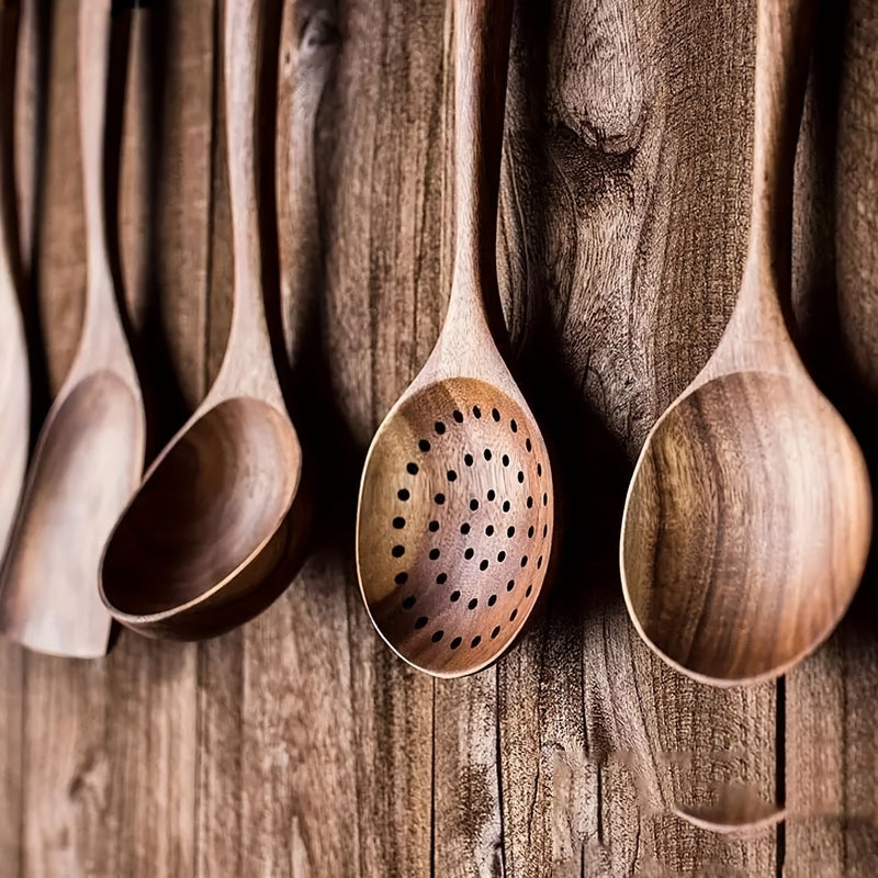 Natural Acacia Wood Kitchen Utensil Set of 5 Cooking Tools Home Decor