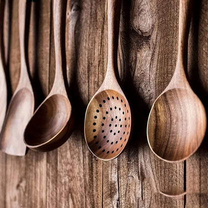 Natural Acacia Wood Kitchen Utensil Set of 5 Cooking Tools Home Decor