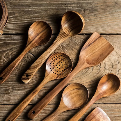 Natural Acacia Wood Kitchen Utensil Set of 5 Cooking Tools Home Decor