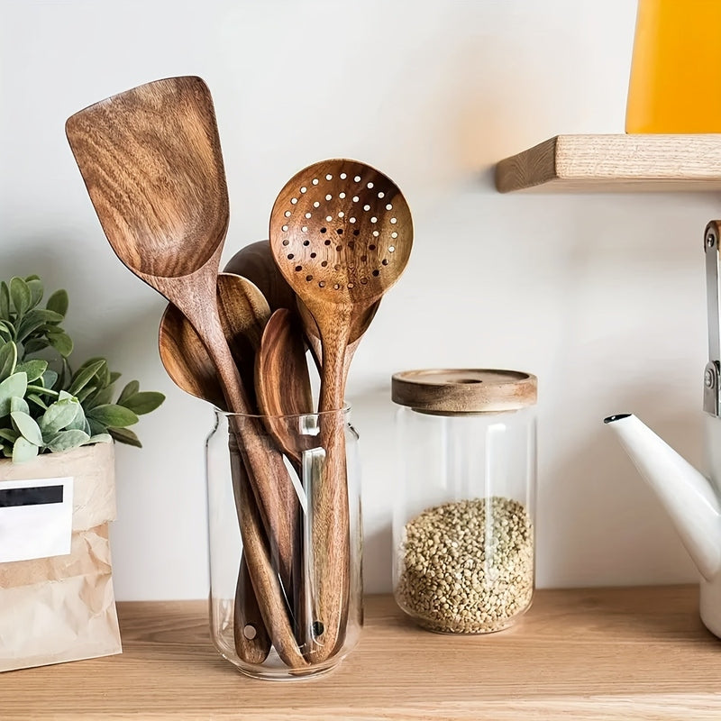 Natural Acacia Wood Kitchen Utensil Set of 5 Cooking Tools Home Decor