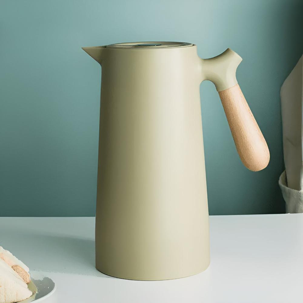 Insulated Vacuum Carafe Wooden Handle 1L Beverage Server Coffee Station
