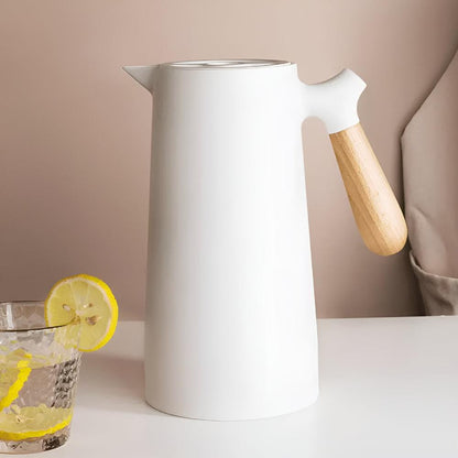 Insulated Vacuum Carafe Wooden Handle 1L Beverage Server Coffee Station