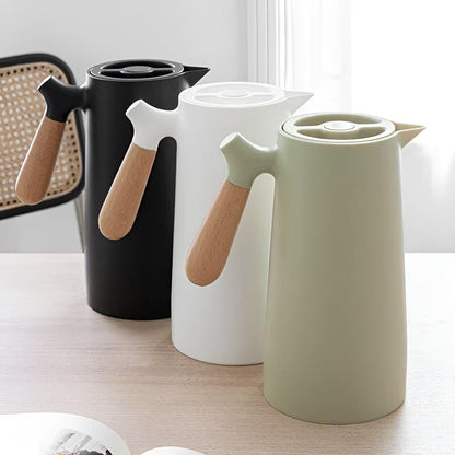 Insulated Vacuum Carafe Wooden Handle 1L Beverage Server Coffee Station