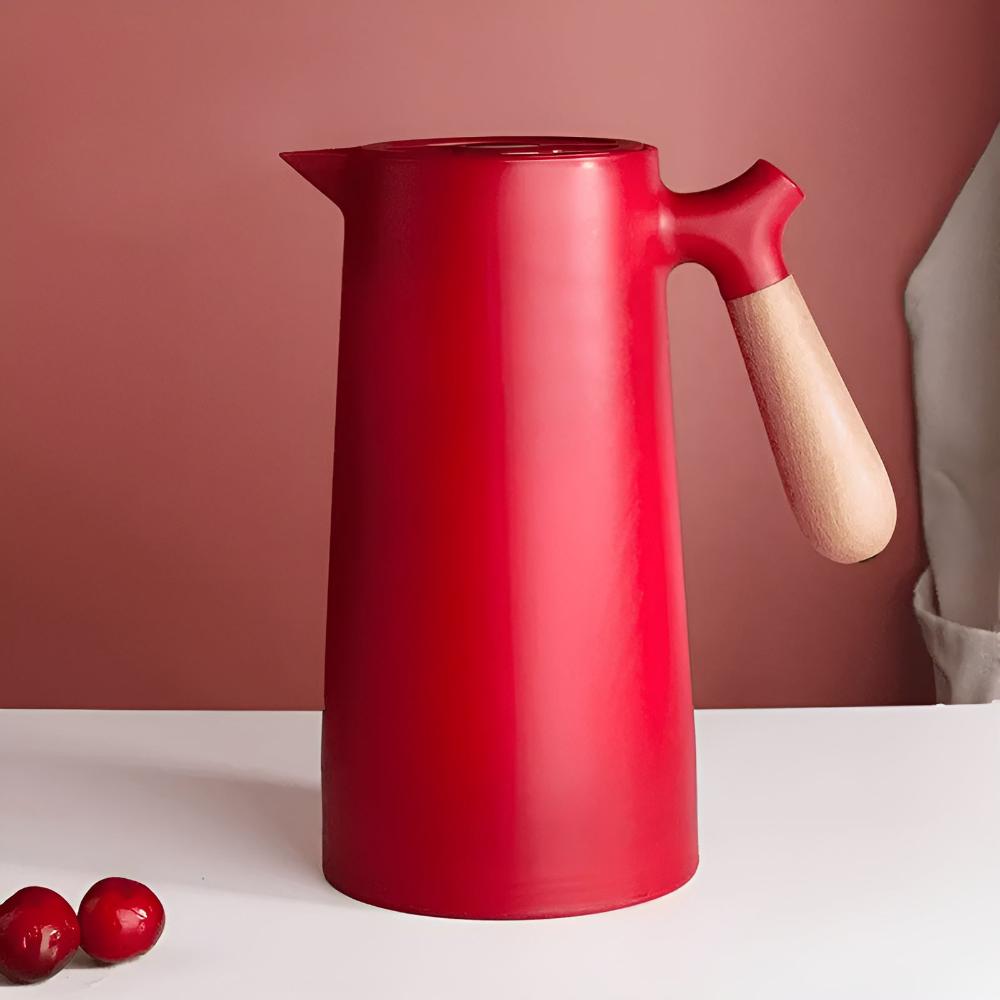Insulated Vacuum Carafe Wooden Handle 1L Beverage Server Coffee Station