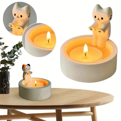 Cat Ceramic Tea Light Candle Holder Decorative Home Decor Gift