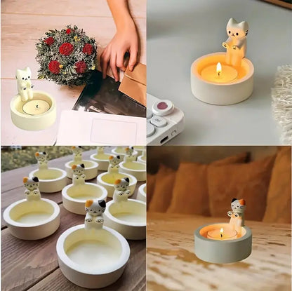 Cat Ceramic Tea Light Candle Holder Decorative Home Decor Gift