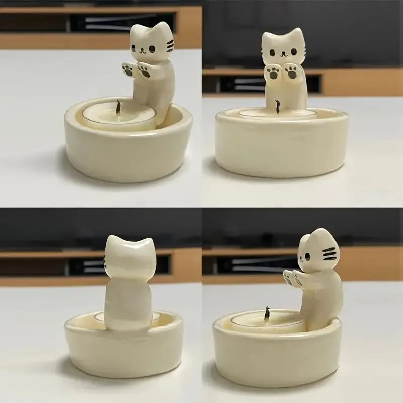 Cat Ceramic Tea Light Candle Holder Decorative Home Decor Gift