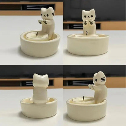 Cat Ceramic Tea Light Candle Holder Decorative Home Decor Gift
