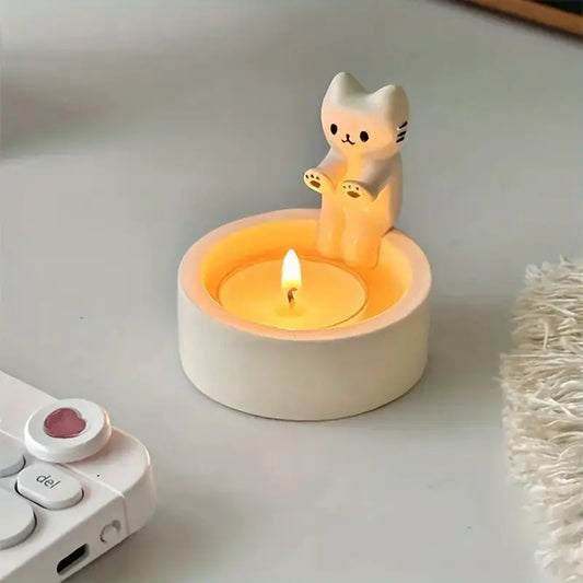 Cat Ceramic Tea Light Candle Holder Decorative Home Decor Gift