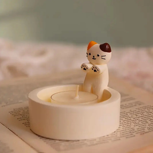 Cat Ceramic Tea Light Candle Holder Decorative Home Decor Gift