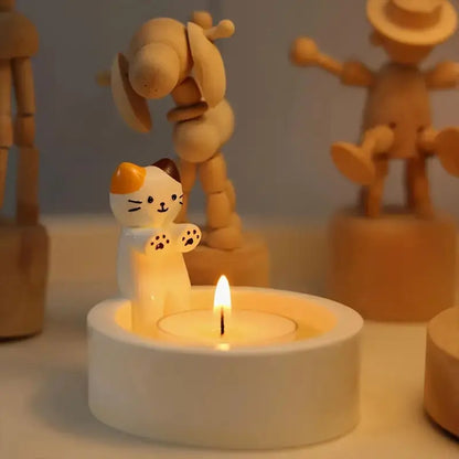 Cat Ceramic Tea Light Candle Holder Decorative Home Decor Gift