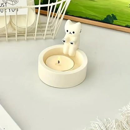 Cat Ceramic Tea Light Candle Holder Decorative Home Decor Gift