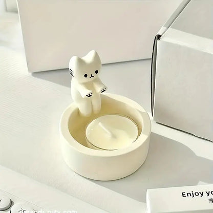 Cat Ceramic Tea Light Candle Holder Decorative Home Decor Gift
