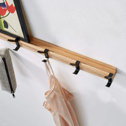 Nordic Wall Mounted Coat Rack Adjustable Hooks Wood and Aluminium Home Decor