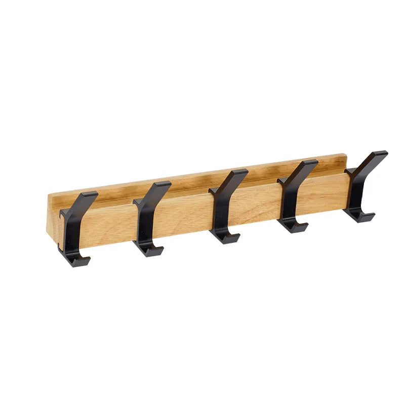 Nordic Wall Mounted Coat Rack Adjustable Hooks Wood and Aluminium Home Decor