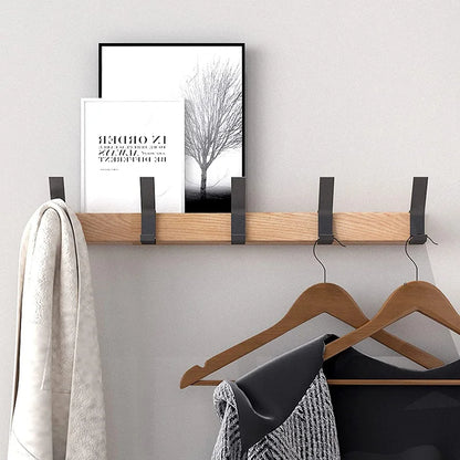 Nordic Wall Mounted Coat Rack Adjustable Hooks Wood and Aluminium Home Decor