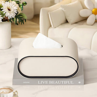 Leather Tissue Box Cover Premium PU Minimalist Bathroom Bedroom Decor