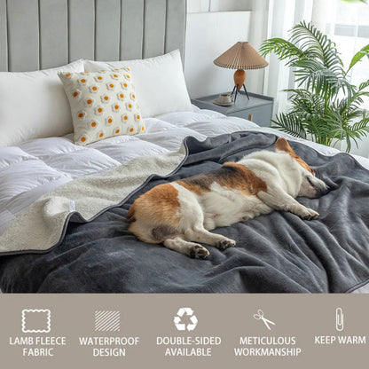 Waterproof Pet Blanket Soft Fleece Dog Cat Sofa Protector