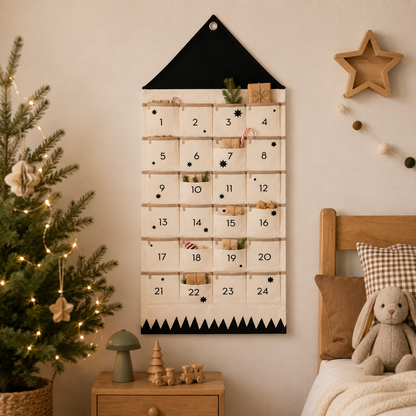 Fabric Advent Calendar 24 Pockets Christmas Wall Decor Kids