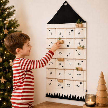 Fabric Advent Calendar 24 Pockets Christmas Wall Decor Kids