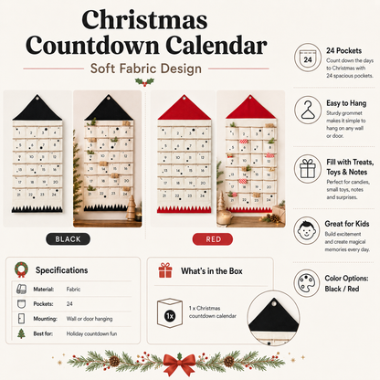 Fabric Advent Calendar 24 Pockets Christmas Wall Decor Kids
