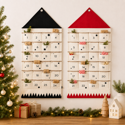 Fabric Advent Calendar 24 Pockets Christmas Wall Decor Kids