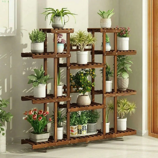 Wooden Plant Shelf Multi Tier Flower Pot Stand Indoor Outdoor Display