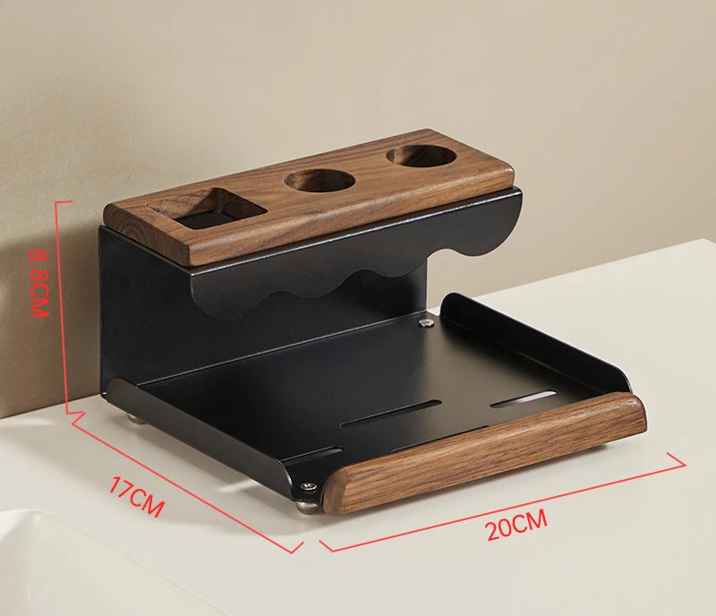 Walnut Wood Bathroom Organiser Toothbrush Holder Vanity Counter Decor