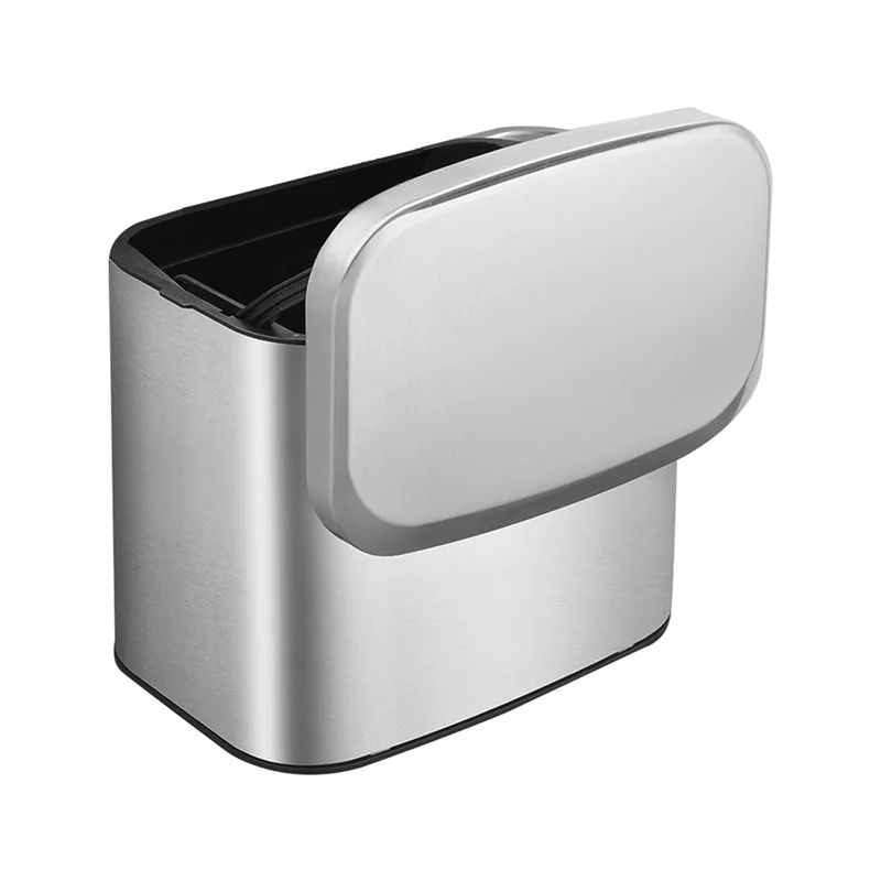 Wall-Mounted Stainless Steel Compost Bin with Lid 4L Kitchen Cabinet Door